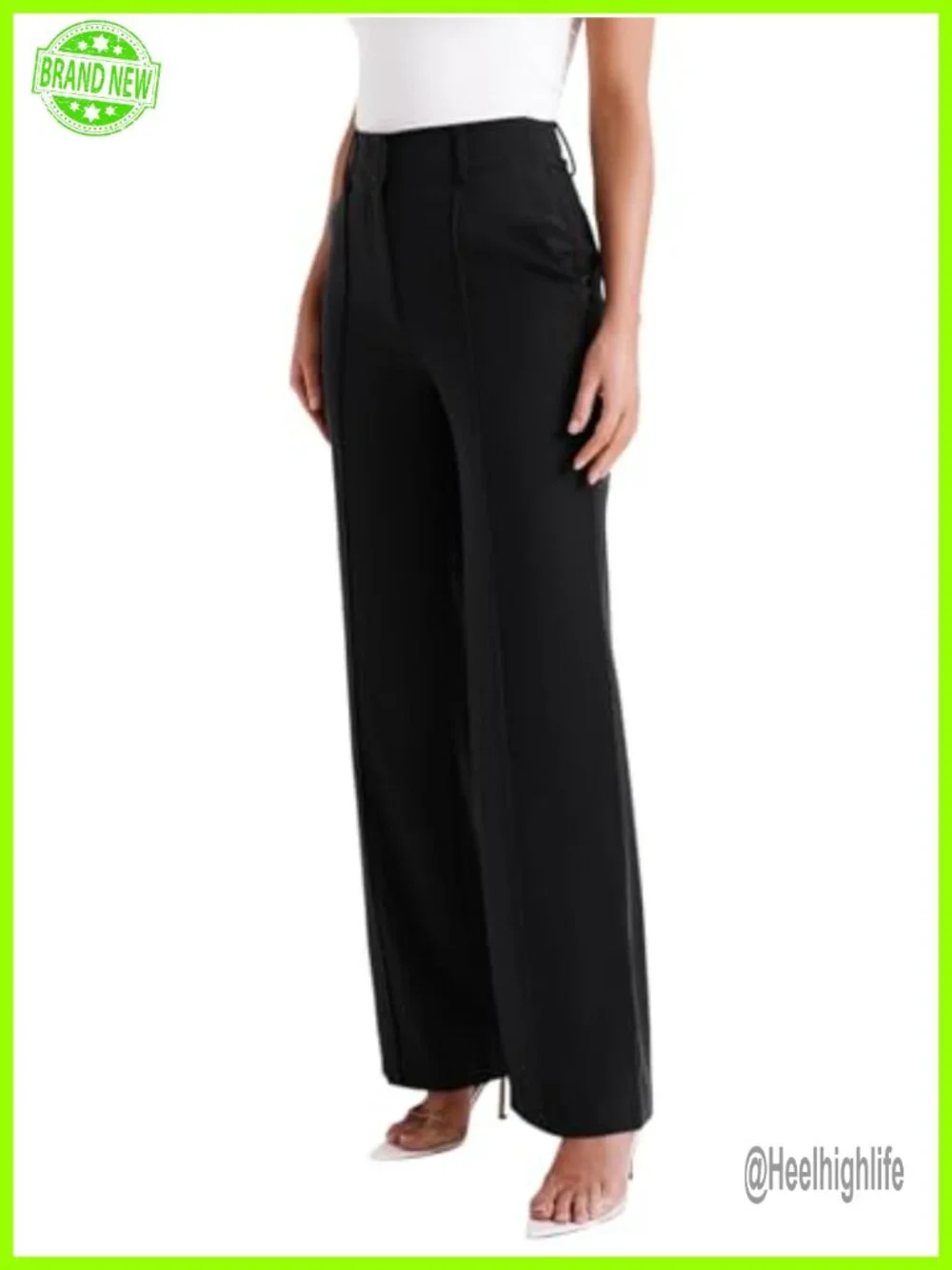 High Waisted Wide Leg Dress Trousers with Pockets